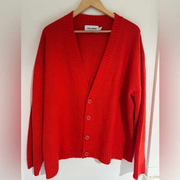 C. Collusion Red Unisex Cardigan size L - Picture 1 of 3